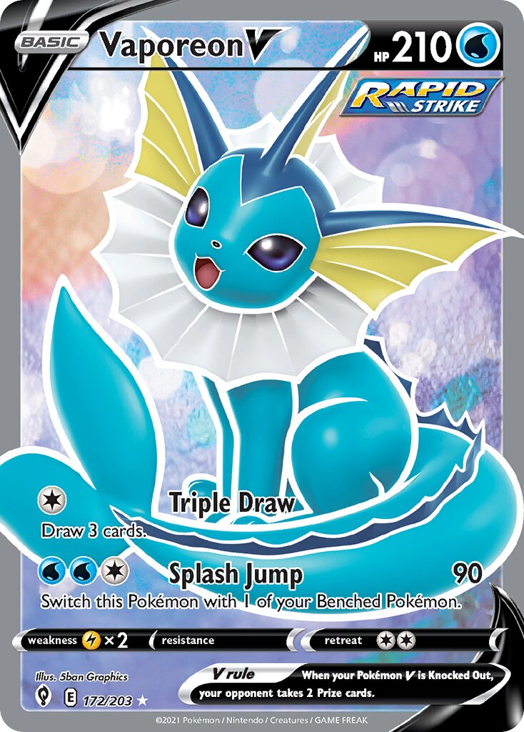 Vaporeon V 172/203 — Evolving Skies (English Pokémon TCG card)
