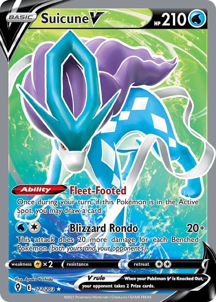 Suicune V 173/203 — Evolving Skies (English Pokémon TCG card)