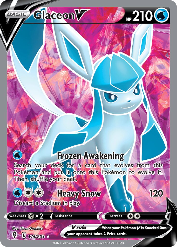 Glaceon V 174/203 — Evolving Skies (English Pokémon TCG card)
