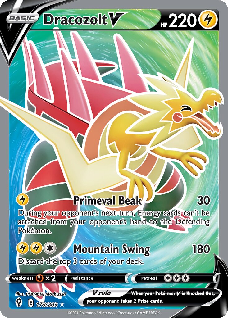 Dracozolt V 178/203 — Evolving Skies (English Pokémon TCG card)