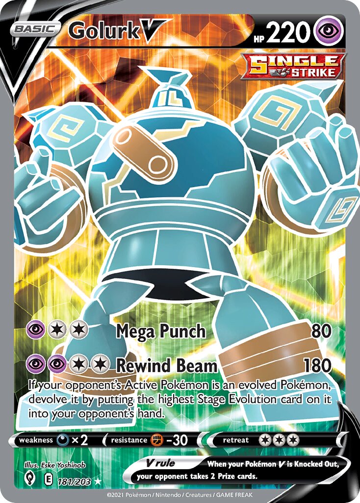 Golurk V 181/203 — Evolving Skies (English Pokémon TCG card)