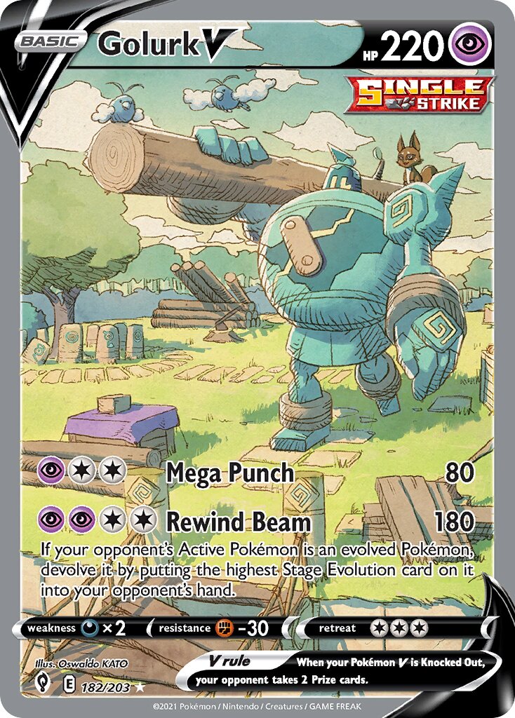Golurk V 182/203 — Evolving Skies (English Pokémon TCG card)