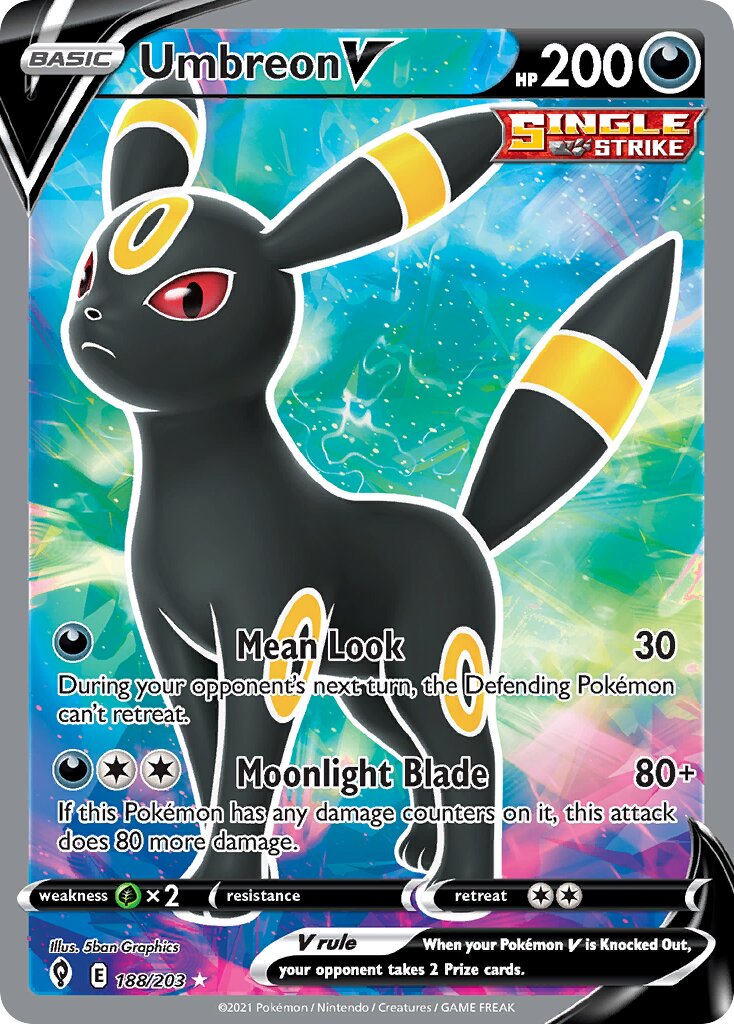 Umbreon V 188/203 — Evolving Skies (English Pokémon TCG card)