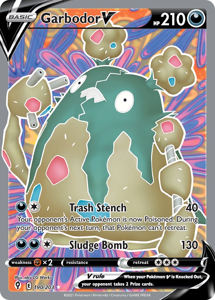 Garbodor V 190/203 — Evolving Skies (English Pokémon TCG card)