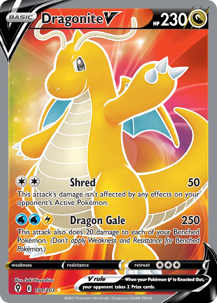 Dragonite V 191/203 — Evolving Skies (English Pokémon TCG card)