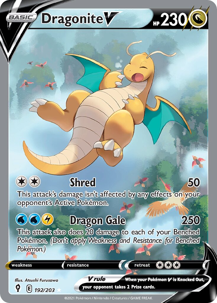 Dragonite V 192/203 — Evolving Skies (English Pokémon TCG card)