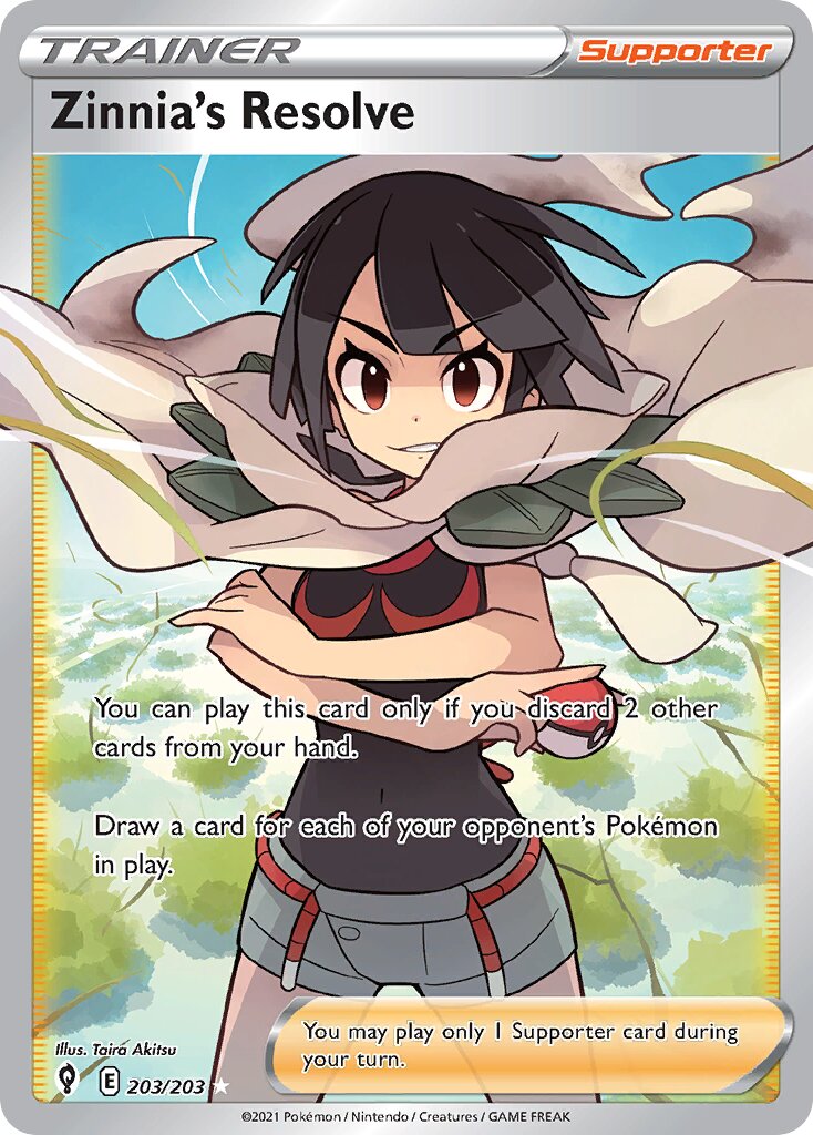 Zinnia's Resolve 203/203 — Evolving Skies (English Pokémon TCG card)