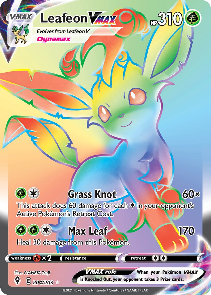 Leafeon VMAX 204/203 — Evolving Skies (English Pokémon TCG card)