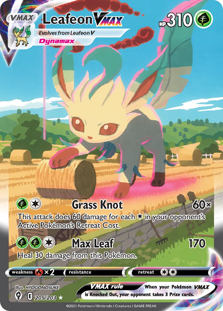 Leafeon VMAX 205/203 — Evolving Skies (English Pokémon TCG card)