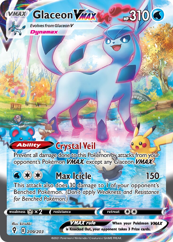 Glaceon VMAX 209/203 — Evolving Skies (English Pokémon TCG card)