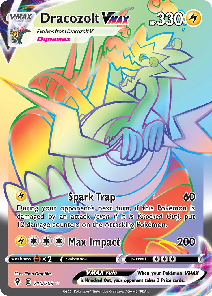 Dracozolt VMAX 210/203 — Evolving Skies (English Pokémon TCG card)