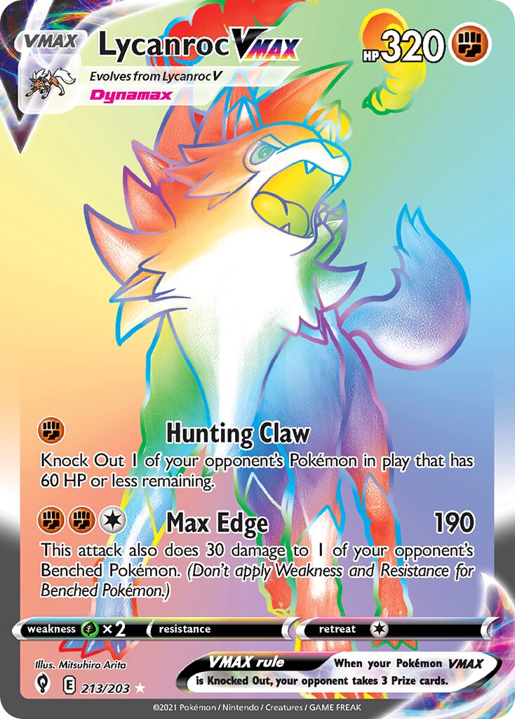 Lycanroc VMAX 213/203 — Evolving Skies (English Pokémon TCG card)