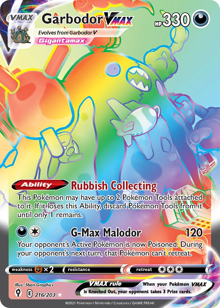 Garbodor VMAX 216/203 — Evolving Skies (English Pokémon TCG card)