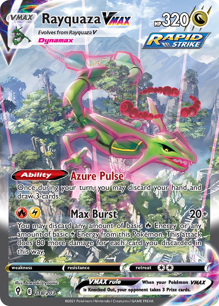 Rayquaza VMAX 218/203 — Evolving Skies (English Pokémon TCG card)
