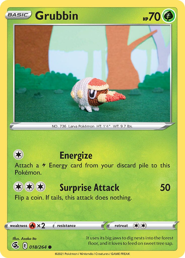 Grubbin 018/264 — Fusion Strike (English Pokémon TCG card)