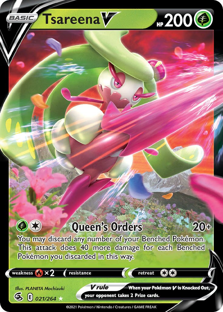 Tsareena V 021/264 — Fusion Strike (English Pokémon TCG card)