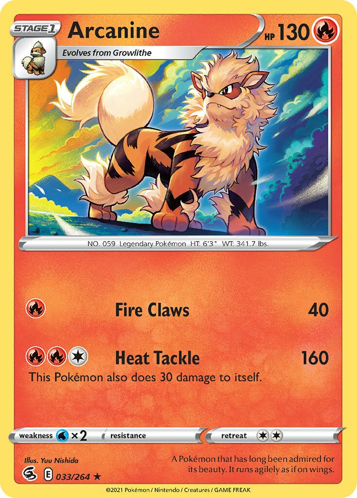 Arcanine 033/264 — Fusion Strike (English Pokémon TCG card)