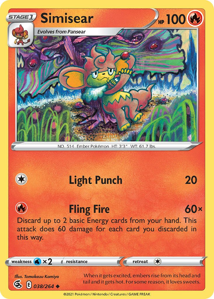 Simisear 038/264 — Fusion Strike (English Pokémon TCG card)