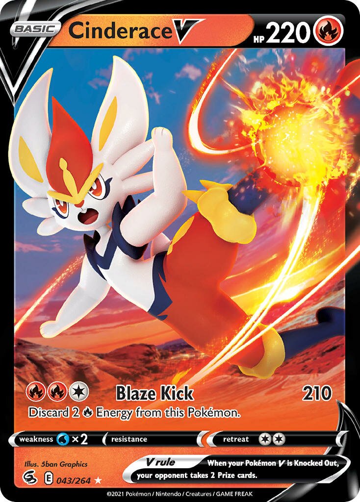 Cinderace V 043/264 — Fusion Strike (English Pokémon TCG card)