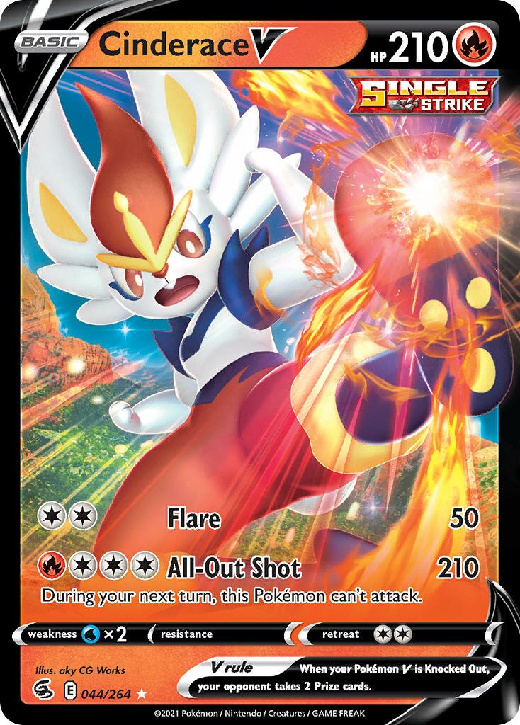Cinderace V 044/264 — Fusion Strike (English Pokémon TCG card)