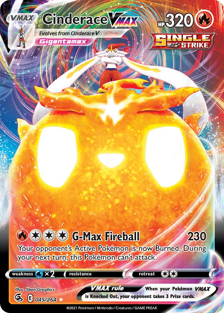 Cinderace VMAX 045/264 — Fusion Strike (English Pokémon TCG card)