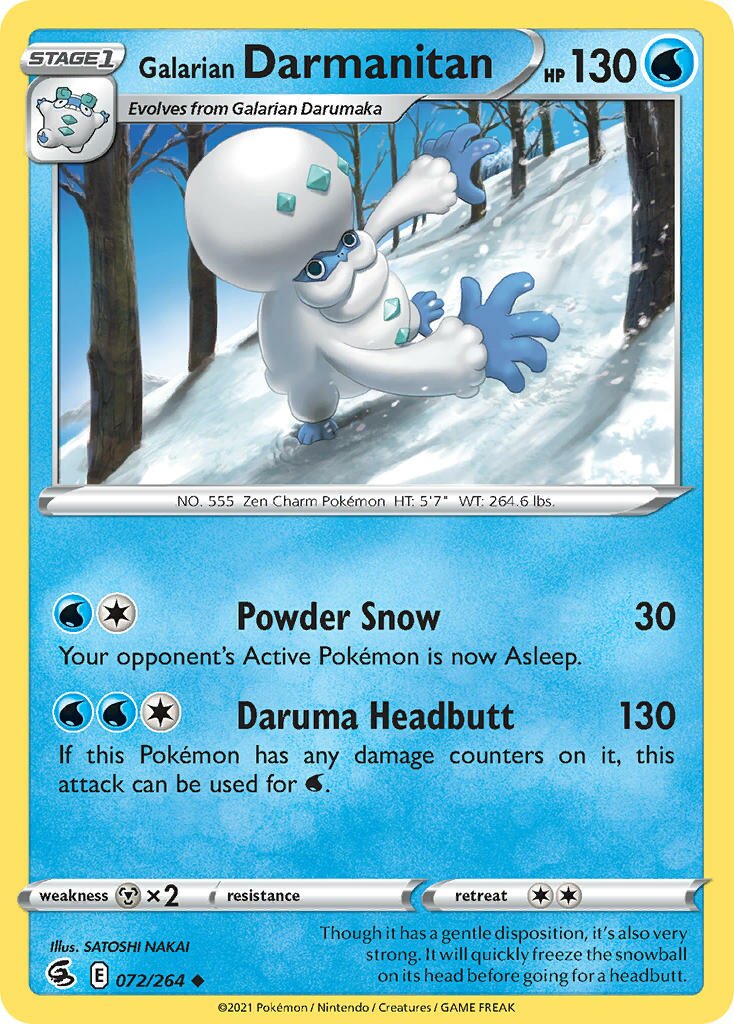 Galarian Darmanitan 072/264 — Fusion Strike (English Pokémon TCG card)