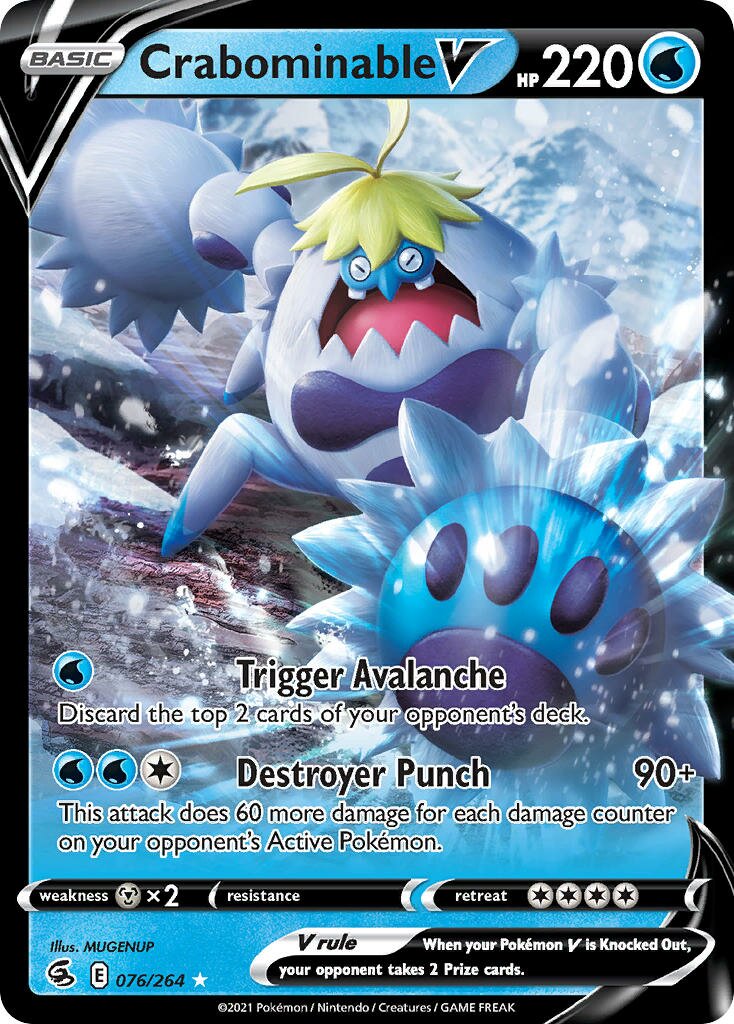 Crabominable V 076/264 — Fusion Strike (English Pokémon TCG card)