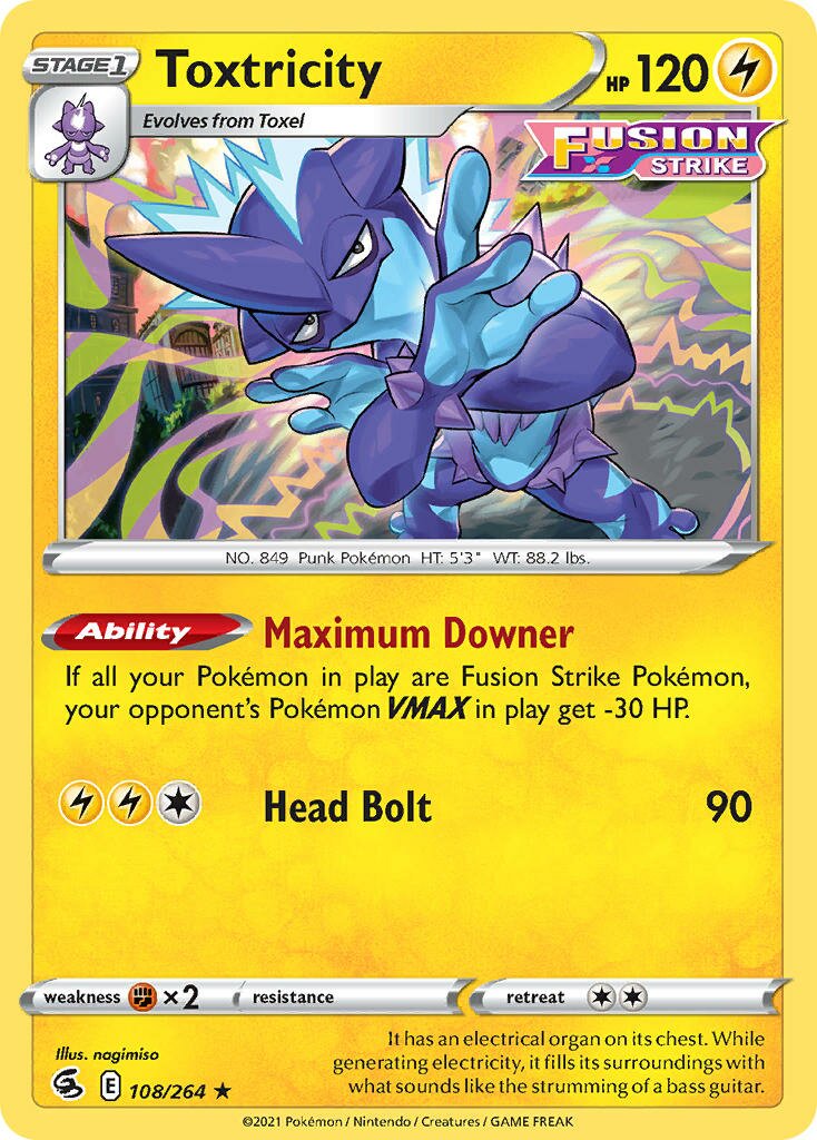 Toxtricity 108/264 — Fusion Strike (English Pokémon TCG card)