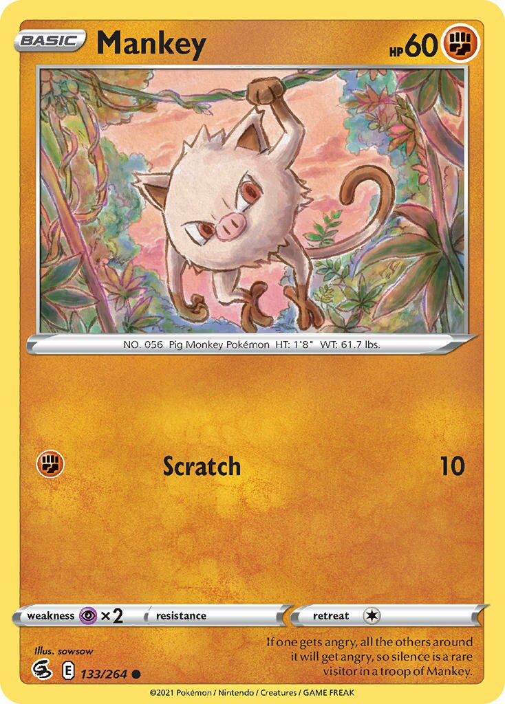 Mankey 133/264 — Fusion Strike (English Pokémon TCG card)