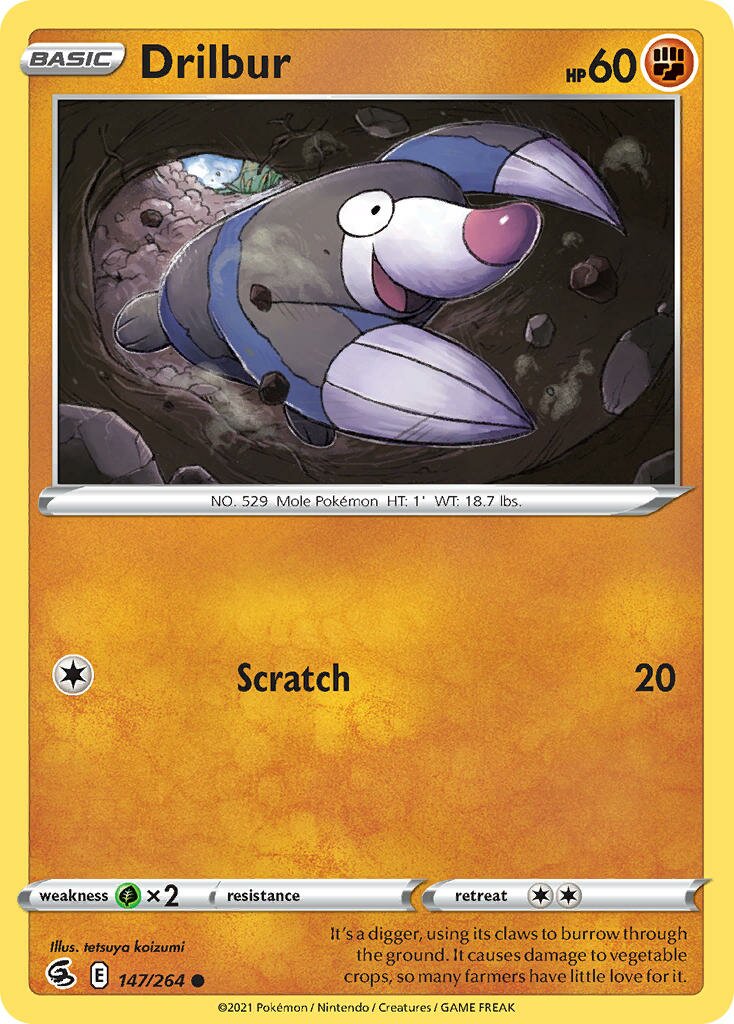 Drilbur 147/264 — Fusion Strike (English Pokémon TCG card)