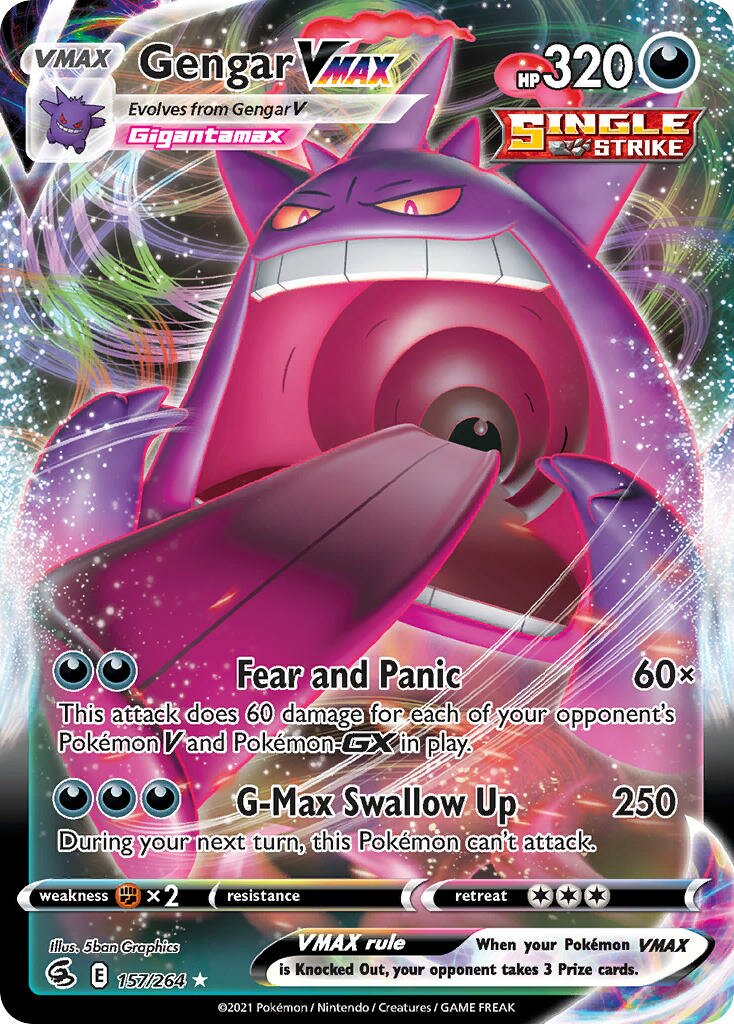 Gengar VMAX 157/264 — Fusion Strike (English Pokémon TCG card)