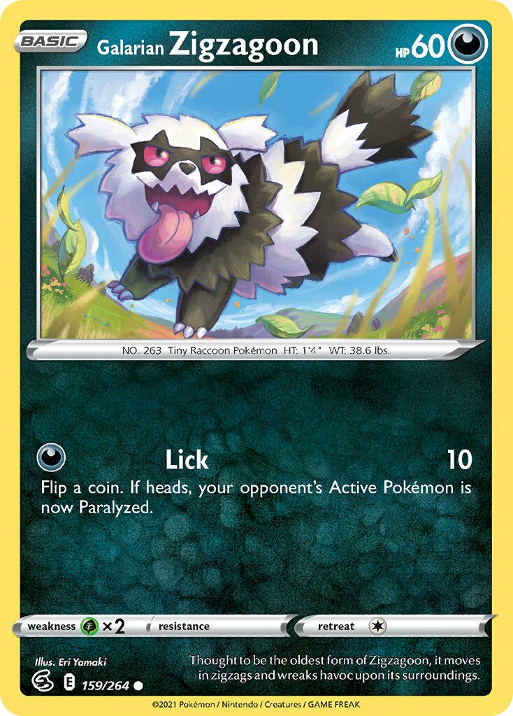 Galarian Zigzagoon 159/264 — Fusion Strike (English Pokémon TCG card)