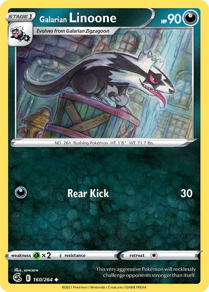 Galarian Linoone 160/264 — Fusion Strike (English Pokémon TCG card)