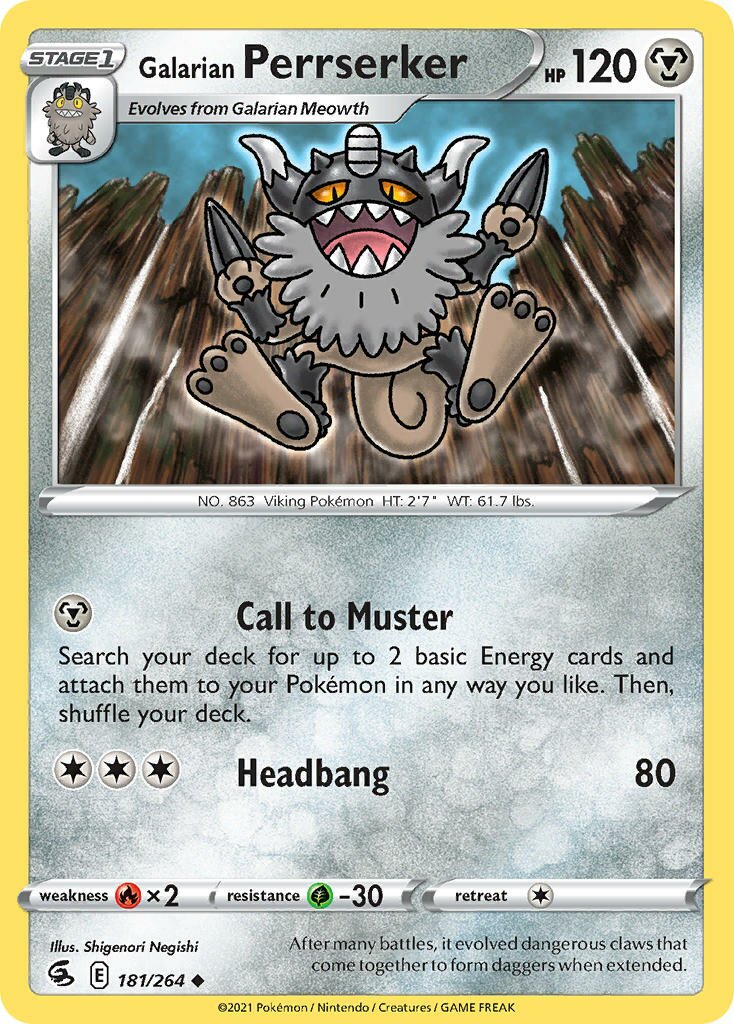 Galarian Perrserker 181/264 — Fusion Strike (English Pokémon TCG card)