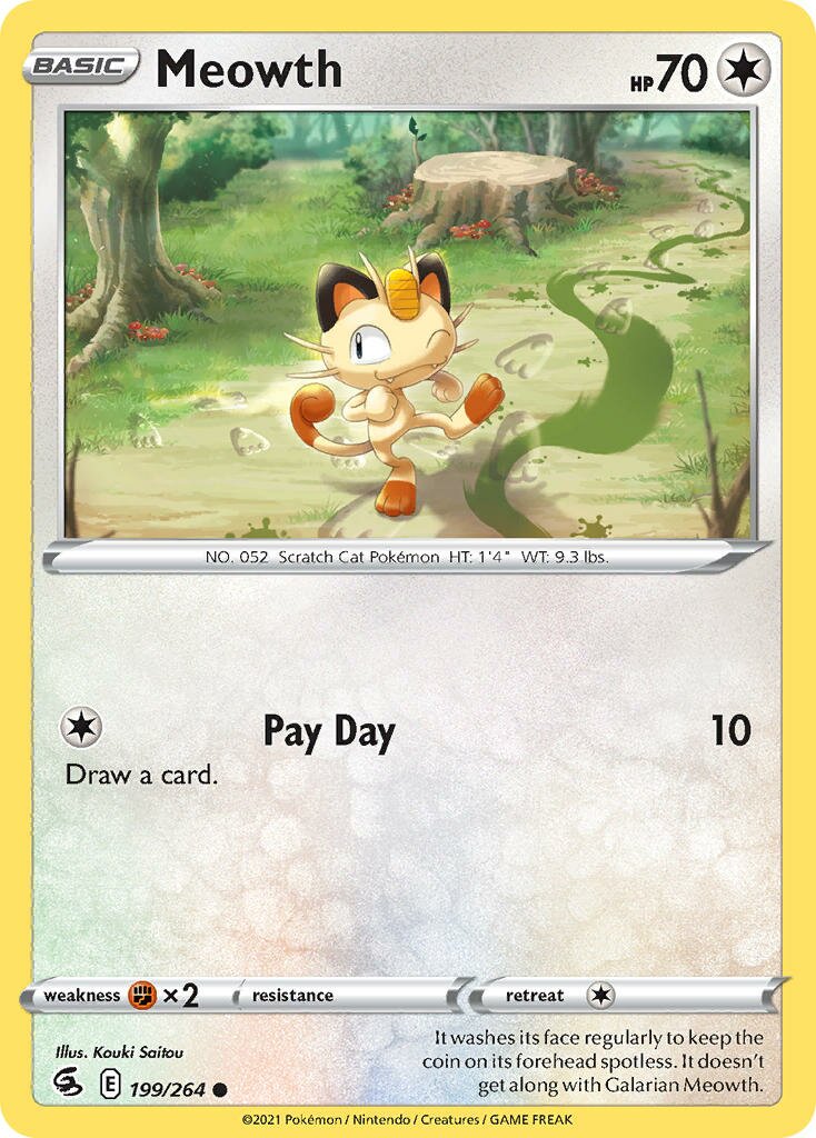 Meowth 199/264 — Fusion Strike (English Pokémon TCG card)