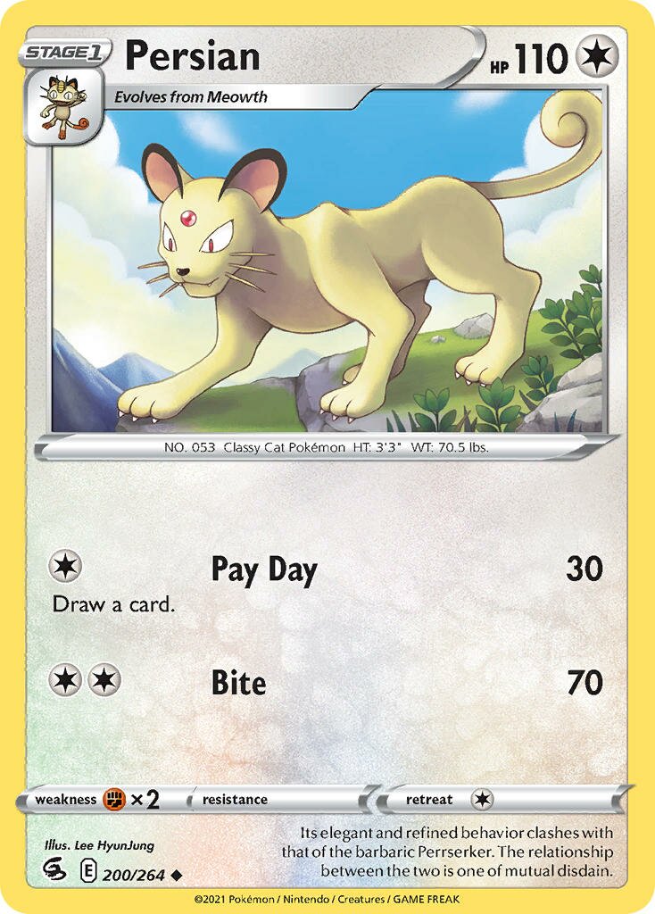 Persian 200/264 — Fusion Strike (English Pokémon TCG card)