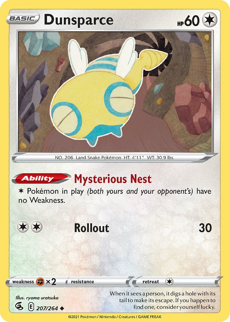 Dunsparce 207/264 — Fusion Strike (English Pokémon TCG card)