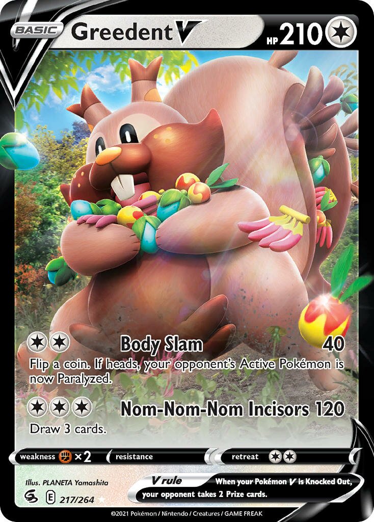 Greedent V 217/264 — Fusion Strike (English Pokémon TCG card)