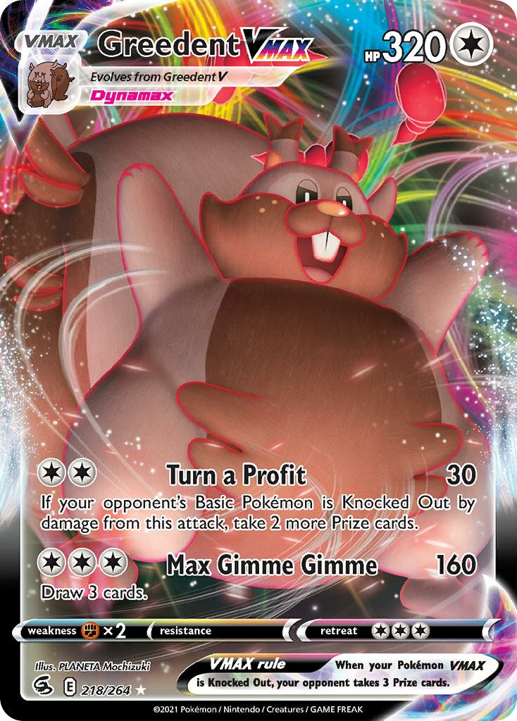 Greedent VMAX 218/264 — Fusion Strike (English Pokémon TCG card)