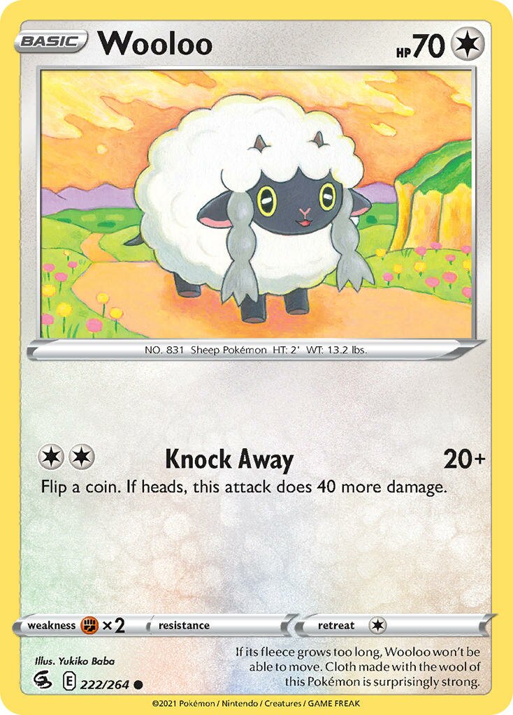 Wooloo 222/264 — Fusion Strike (English Pokémon TCG card)