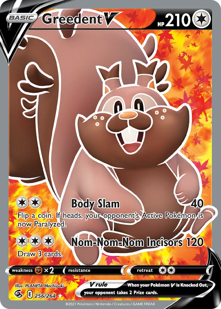 Greedent V 256/264 — Fusion Strike (English Pokémon TCG card)