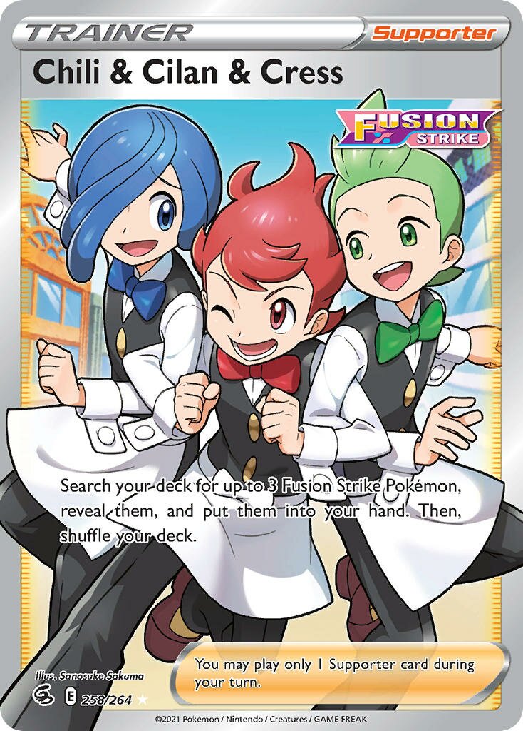 Chili & Cilan & Cress 258/264 — Fusion Strike (English Pokémon TCG card)