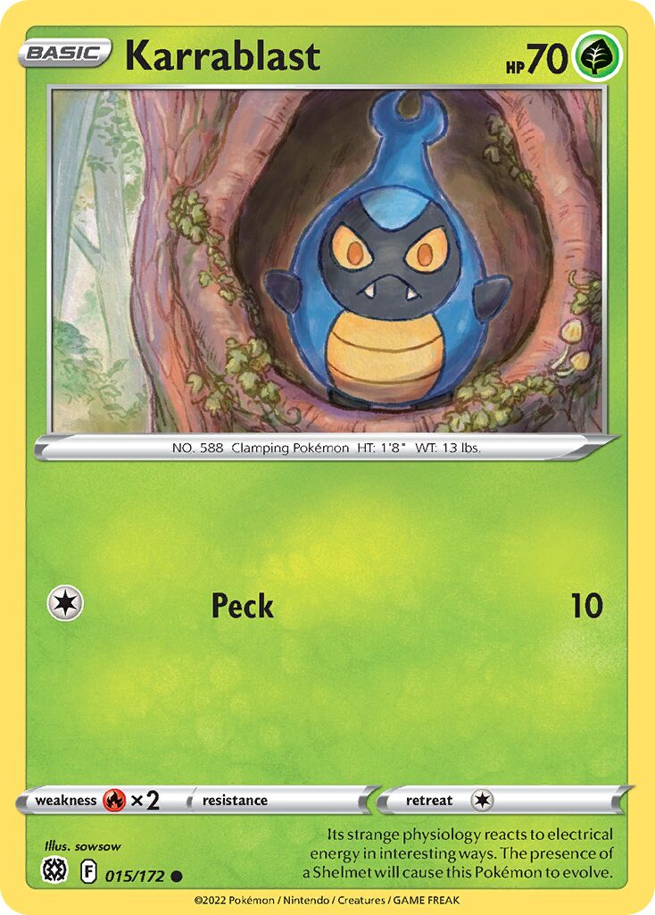 Karrablast 015/216 — Brilliant Stars (English Pokémon TCG card)
