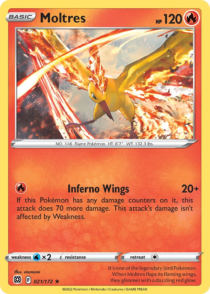 Moltres 021/216 — Brilliant Stars (English Pokémon TCG card)