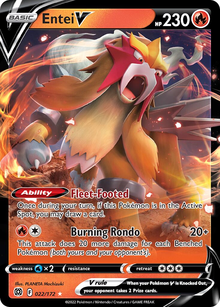Entei V 022/216 — Brilliant Stars (English Pokémon TCG card)