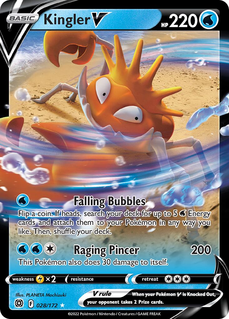 Kingler V 028/216 — Brilliant Stars (English Pokémon TCG card)