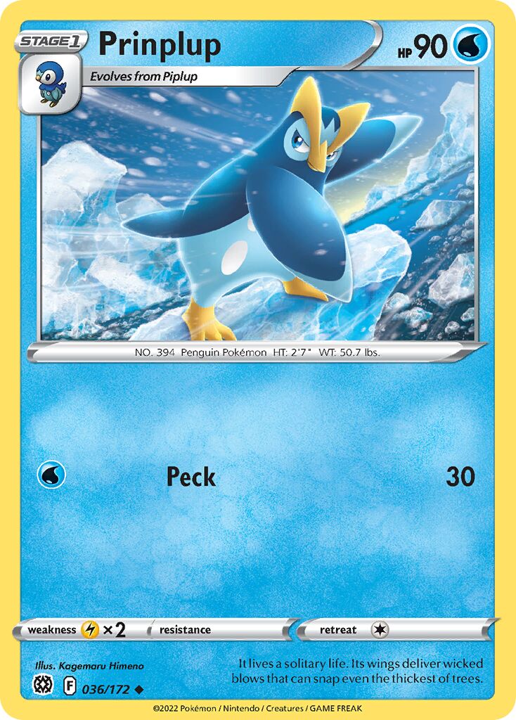 Prinplup 036/216 — Brilliant Stars (English Pokémon TCG card)