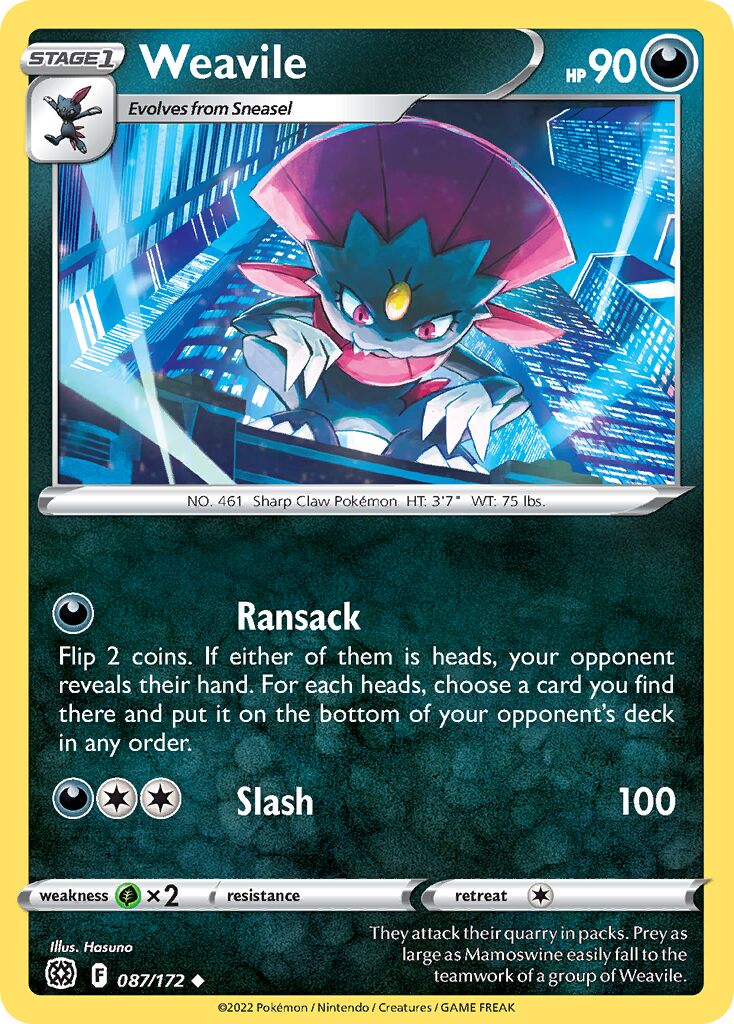 Weavile 087/216 — Brilliant Stars (English Pokémon TCG card)