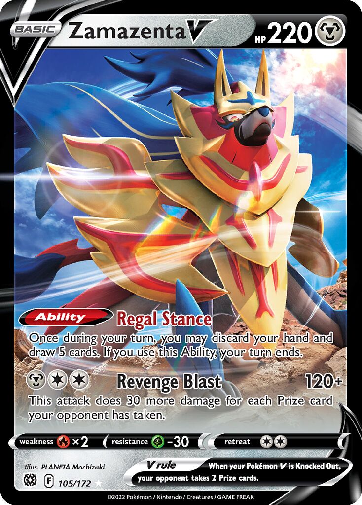 Zamazenta V 105/216 — Brilliant Stars (English Pokémon TCG card)