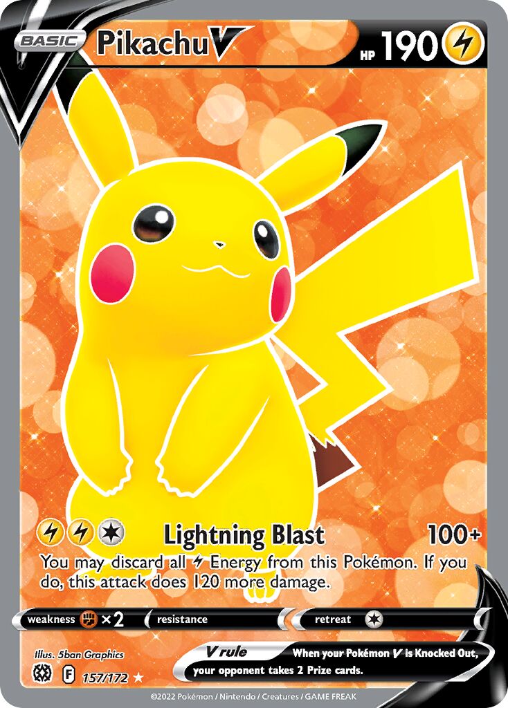 Pikachu V 157/216 — Brilliant Stars (English Pokémon TCG card)